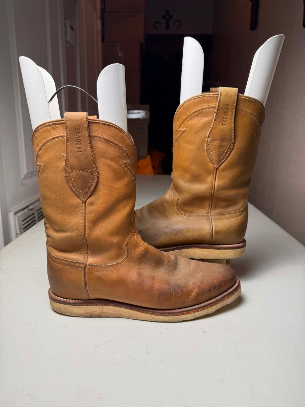 Tecovas Ranch Wear The Knox Boots Men's Sz 9.5 Wheat Leather Western Vibram